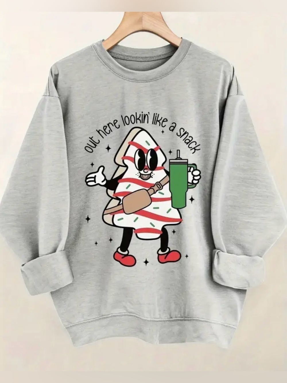 Women's Graphic Pullover Crew Neck Sweatshirt - 'Out Here Lookin' Like a Snack'
